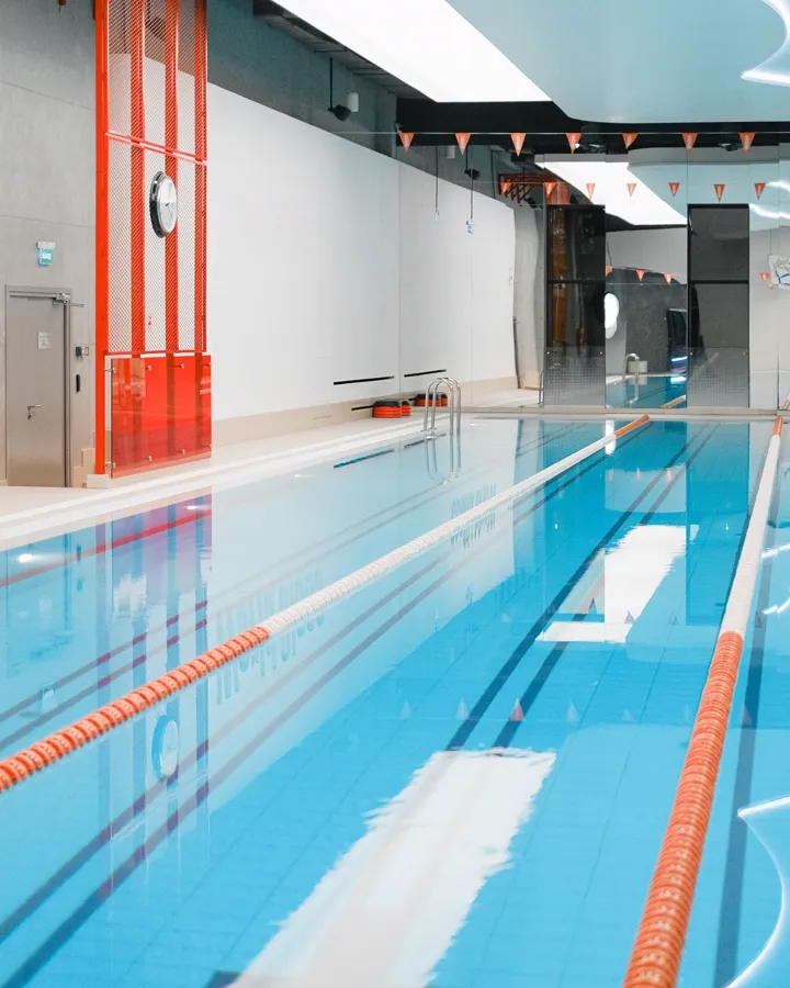 Indoor pool with lap lanes